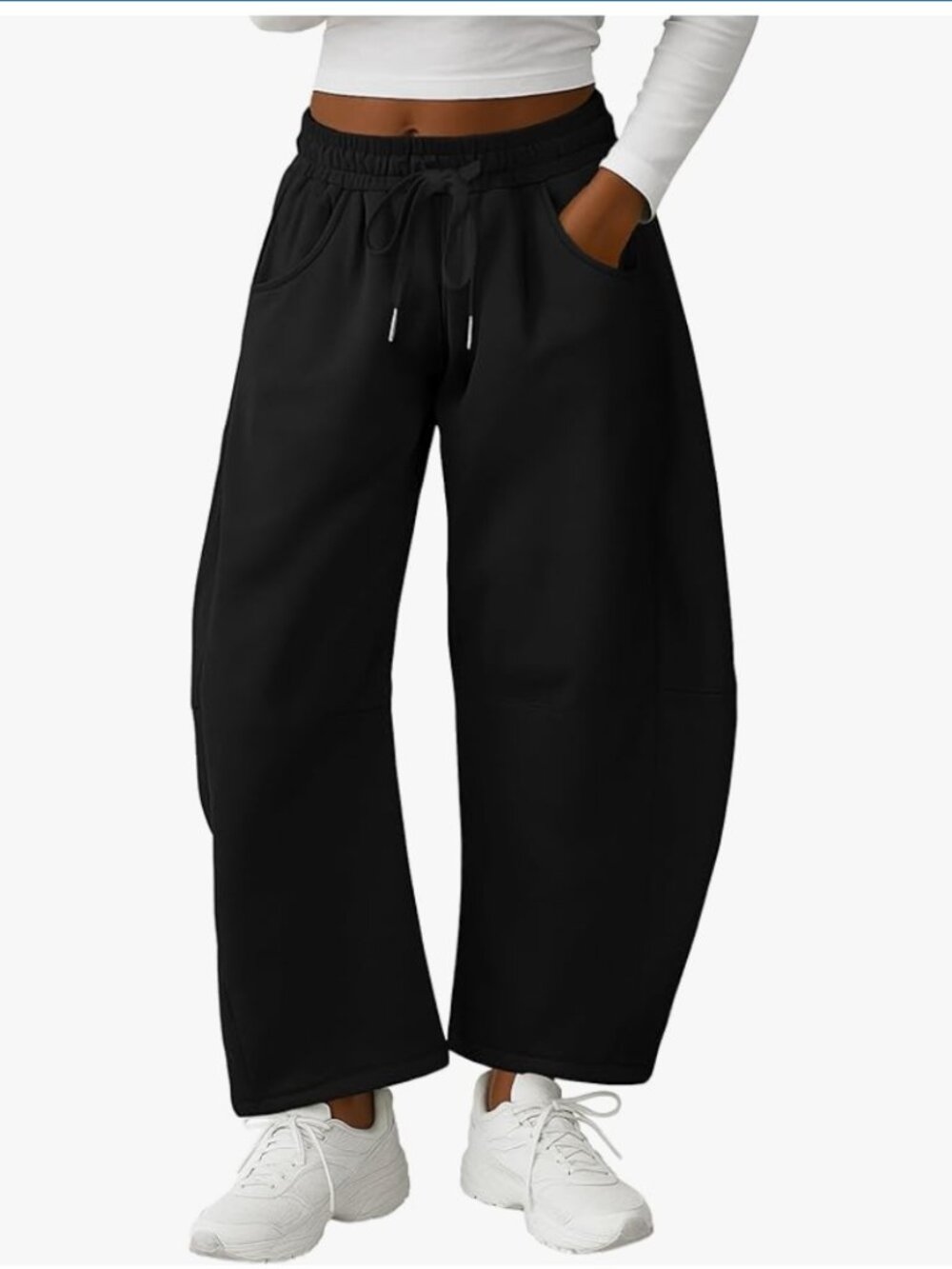 Amazon Wide Leg Drawstring Pants in Black
